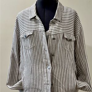 Vince Camuto Tan and White Linen jacket in XL